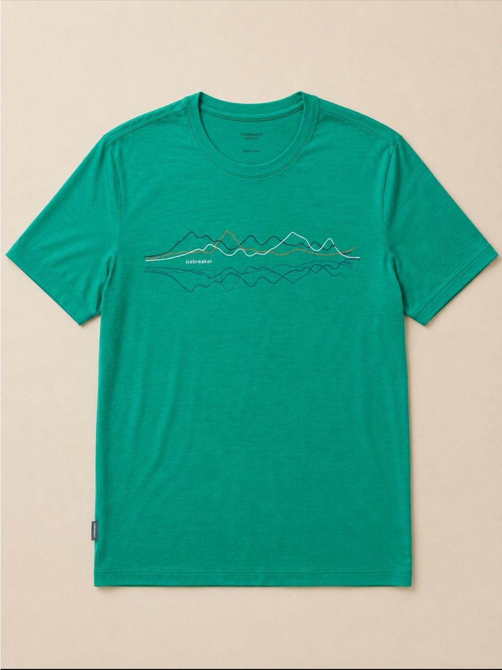 Icebreaker Tech Lite Merino Wool Graphic T Shirt Men’s Large Green Performance